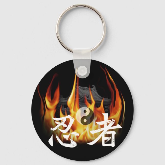 Ninja im Feuer Schlüsselanhänger (Vorderseite)