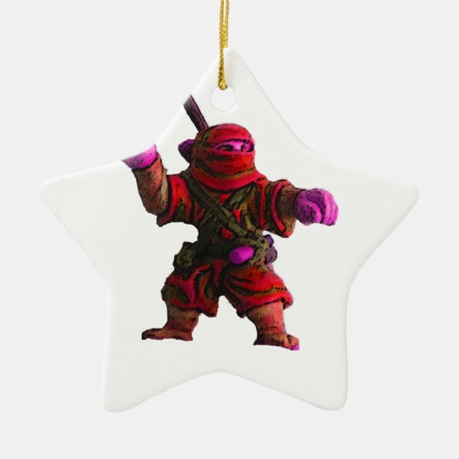 Ninja im Rot Keramik Ornament (Vorne)