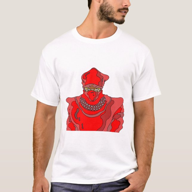 Ninja in roter Kleidung. T-Shirt (Vorderseite)