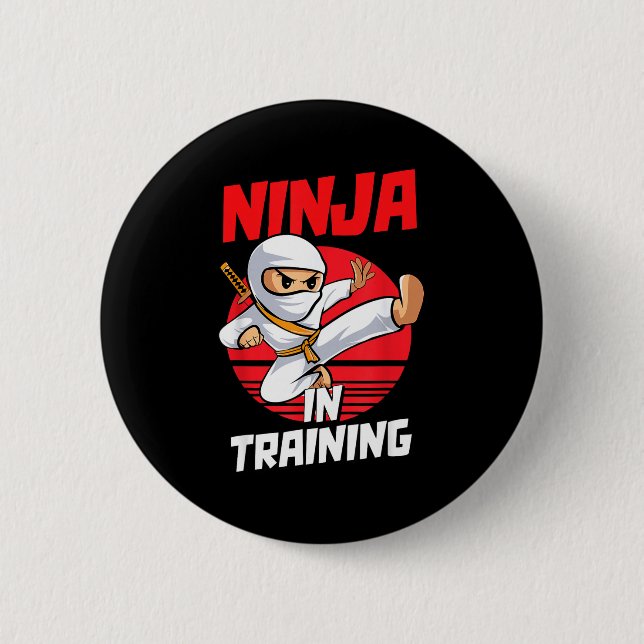 Ninja In Training Costume Party Warrior Boys Girls Button (Vorderseite)