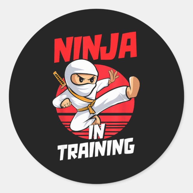 Ninja In Training Costume Party Warrior Boys Girls Runder Aufkleber (Vorderseite)