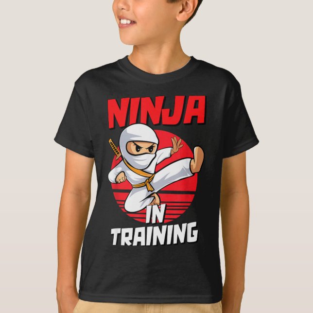 Ninja In Training Costume Party Warrior Boys Girls T-Shirt (Vorderseite)