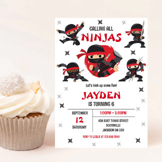 Ninja-Karate-Kinder-Junge-Geburtstagsfeier-Einladu Einladung