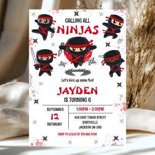 Ninja-Karate-Kinder-Junge-Geburtstagsfeier-Einladu Einladung