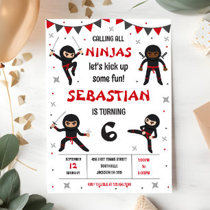 Ninja Karate Kinder Junge Geburtstagsfeier Einladung