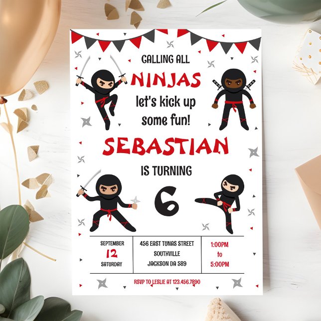 Ninja Karate Kinder Junge Geburtstagsfeier Einladung (Von Creator hochgeladen)