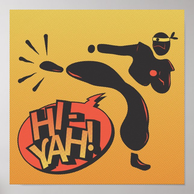 Ninja Karate Pop Art - Retro Poster (Vorne)