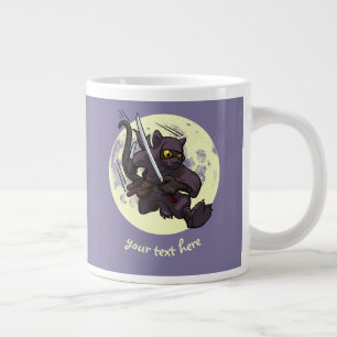 Ninja Katana Schwerter Flying Kick Cartoon Black C Jumbo-Tasse