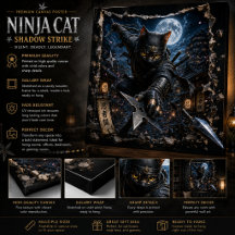 Ninja-Katze 3D Pop-Up-Wandkunstposter