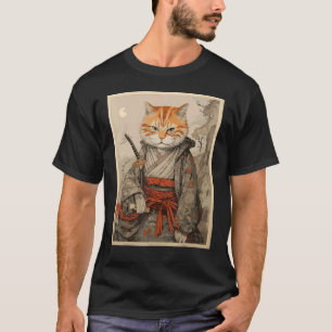 Ninja-Katze-Samurai-Kunst-Altes-Japan-Schwertkampf T-Shirt