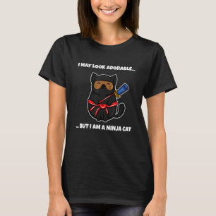 Ninja-Katze sieht süß aus Lustiges Kätzchen T-Shirt