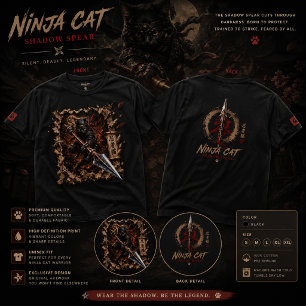 Ninja-Katzen-Schatten-Speer-T-Shirt – 3D Pop-Up-Kr T-Shirt