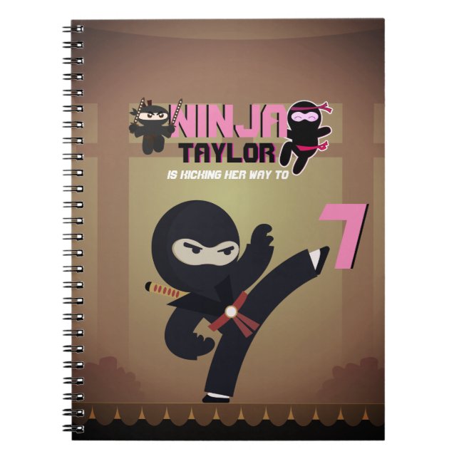 NINJA Kicking it Karate Warrior Pink Black Notizblock (Vorderseite)