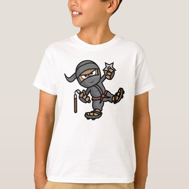 Ninja Kids Blue Ringer T - Shirt (Vorderseite)