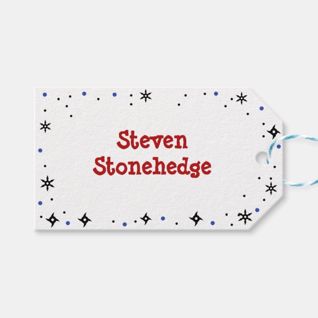 Ninja-Kindergeburtstag Geschenkanhänger (Vorderseite (Horizontal))