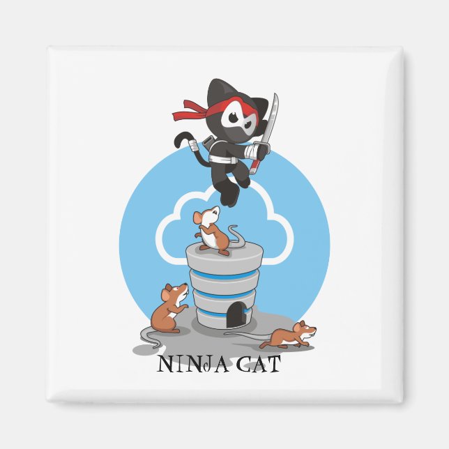 Ninja Kitty mit Mäusen Magnet (Vorne)