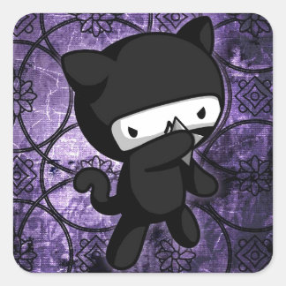 Ninja Kitty Quadratischer Aufkleber