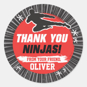 Ninja Krieger Kampfkünste Geburtstag Vielen Dank Runder Aufkleber