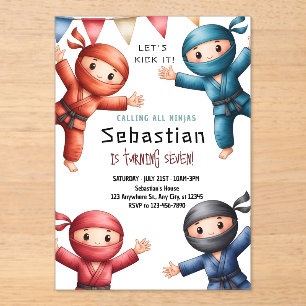 Ninja-Krieger-Karate-Geburtstag Acryleinladungen