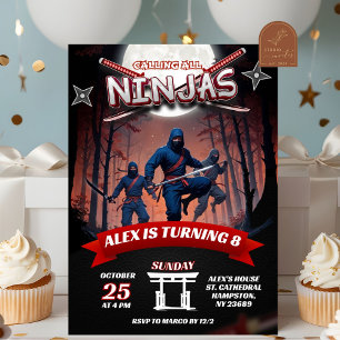 Ninja-Krieger-Kinder-Geburtstagsjunge Einladung