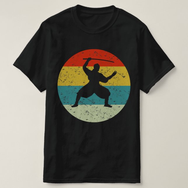Ninja Krieger Retro Vintag T-Shirt (Design vorne)