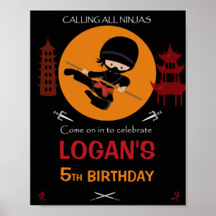 Ninja Krieger willkommen Party-Zeichen Ninja Poste Poster
