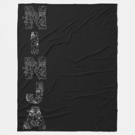Ninja Künstlerischer Text auf schwarz Fleecedecke