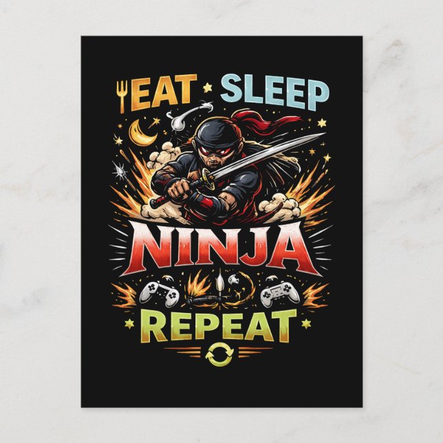 Ninja-Lebensschleife Postkarte (Vorderseite)