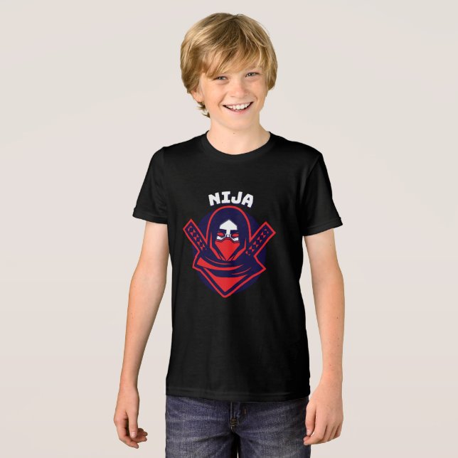 Ninja-Logo – Fettem Krieger-Emblem Tri-Blend Shirt (Vorderseite voll)