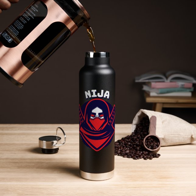 Ninja-Logo – Fettem Krieger-Emblem Trinkflasche (Kaffee (gedreht))
