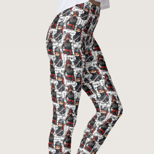Ninja-Mädchen Anime mit Textmuster Design Leggings