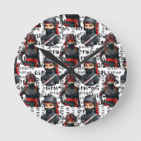 Ninja-Mädchen Anime mit Textmuster-Design