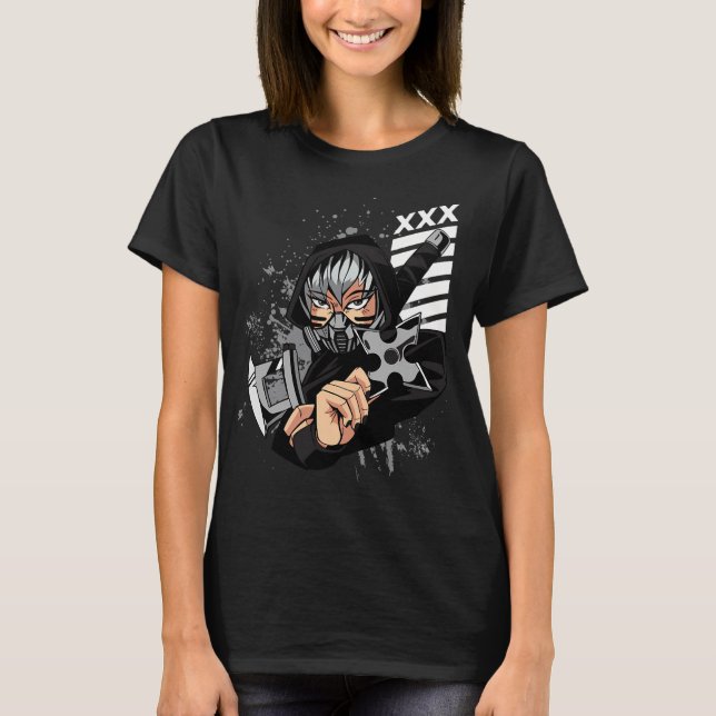 Ninja-Mädchen. T-Shirt (Vorderseite)