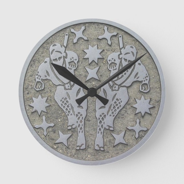 Ninja Manhole Runde Wanduhr (Vorderseite)