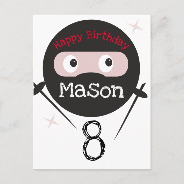 Ninja Martial Arts Karate Boys Birthday Postcard Postkarte (Vorderseite)