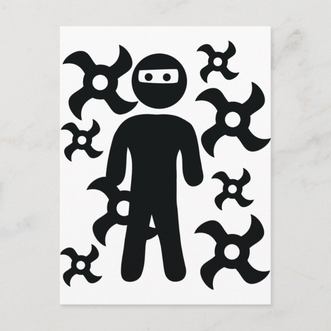 Ninja mit dem Symbol der schleppenden Sterne Postkarte (Vorderseite)