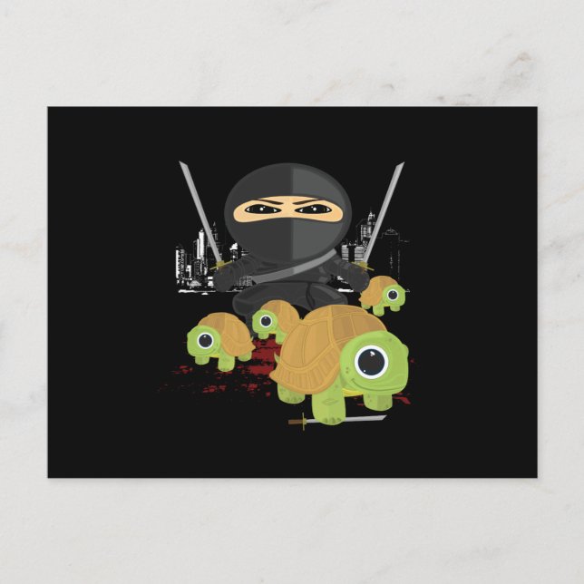 Ninja mit Schildkröten Postkarte (Vorderseite)