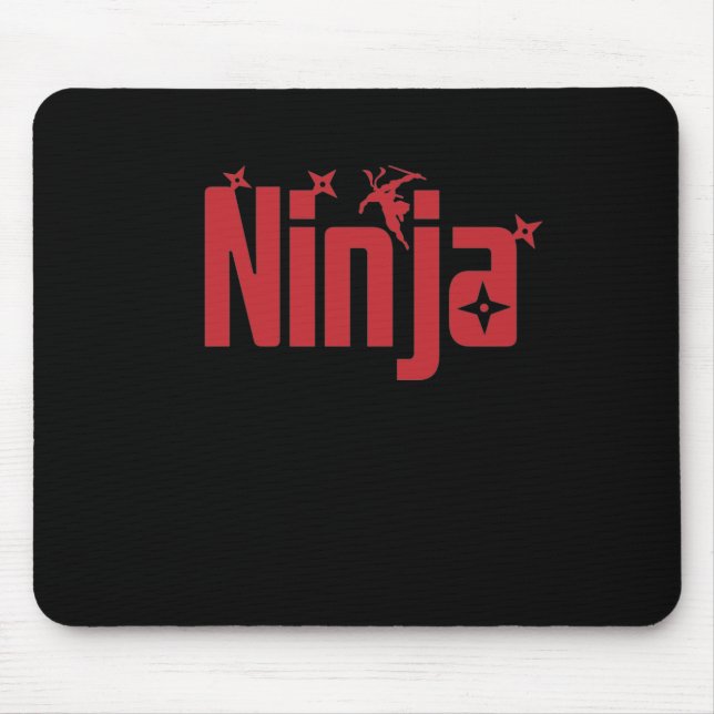 Ninja mit Wurfsternen Mousepad (Vorne)