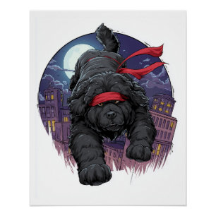 Ninja Newfie � Schleichender großer Hund Poster