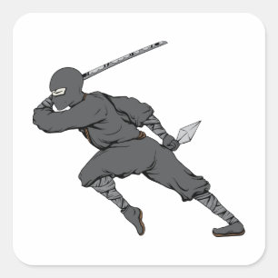 Ninja ~ Ninjas 7 Martial Arts Warrior Fantasy Art Quadratischer Aufkleber