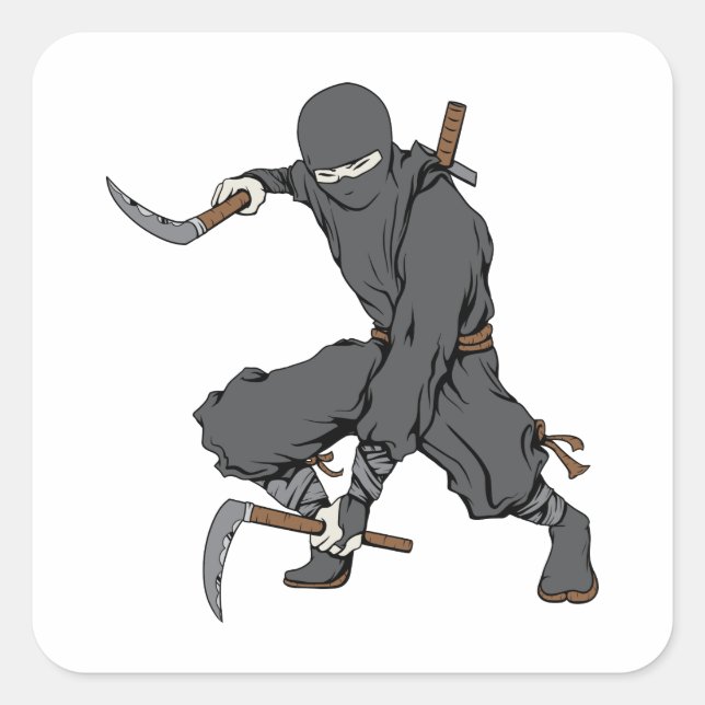 Ninja ~ Ninjas Martial Arts Warrior Fantasy Art Quadratischer Aufkleber (Vorderseite)