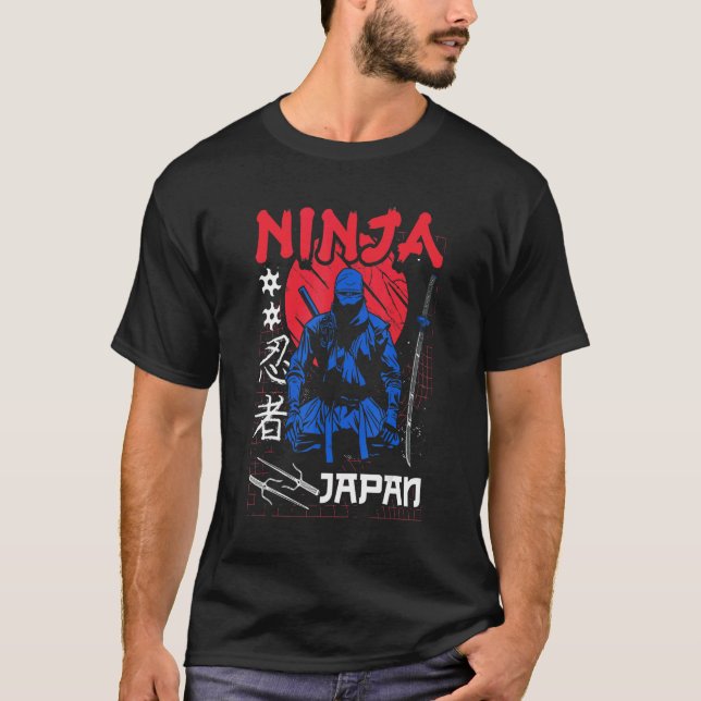 Ninja Ninjutsu Samurai Shaolin Shuriken Karate Kat T-Shirt (Vorderseite)