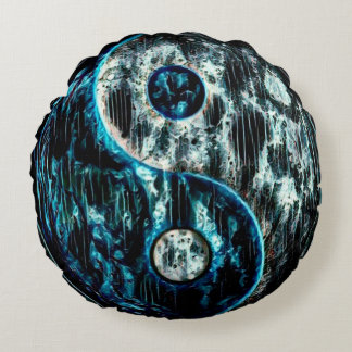 Ninja Nomad Dark Chi Yin Yang Symbol Rundes Kissen