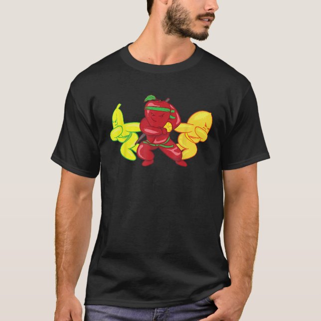 Ninja Obst-Schwerter Vegan Cooles Gemüse Essen T-Shirt (Vorderseite)