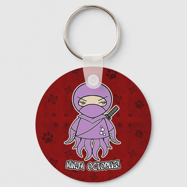 Ninja Octopus! Roter Schlüsselanhänger (Vorderseite)