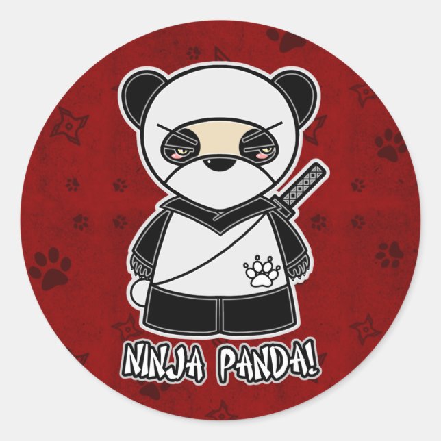 Ninja Panda! Rote Aufkleber (Vorderseite)