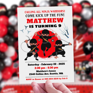 Ninja Party Geburtstagseinladung, Karate Einladung