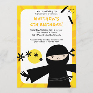 Ninja Power Gelbe Einladung