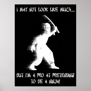 Ninja Pretending Funny Poster Humor