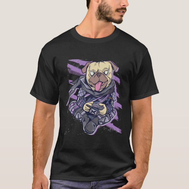 Ninja Pug Gamer 4 T-Shirt (Vorderseite)